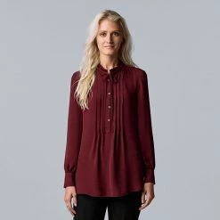 Petite Simply Vera Vera Wang Shirred Pintuck Blouse Modern White