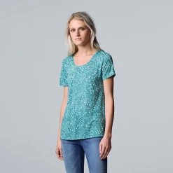 Women's Simply Vera Vera Wang Print Relaxed Fit Tee Med H Grey -Simply Vera Vera Wang STORE unnamed file 1041