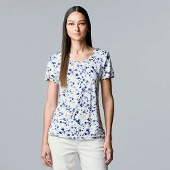 Women's Simply Vera Vera Wang Print Relaxed Fit Tee Med H Grey -Simply Vera Vera Wang STORE unnamed file 1052