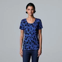 Women's Simply Vera Vera Wang Print Relaxed Fit Tee Med H Grey -Simply Vera Vera Wang STORE unnamed file 1055