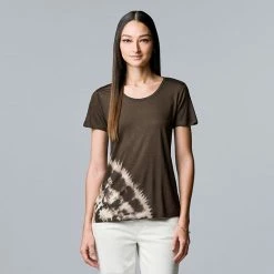 Women's Simply Vera Vera Wang Print Relaxed Fit Tee Med H Grey -Simply Vera Vera Wang STORE unnamed file 1056
