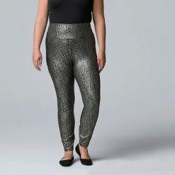 Plus Size Simply Vera Vera Wang High Rise Faux Leather Leggings Black Camo -Simply Vera Vera Wang STORE unnamed file 1075