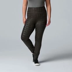 Plus Size Simply Vera Vera Wang High Rise Faux Leather Leggings Black Camo -Simply Vera Vera Wang STORE unnamed file 1079