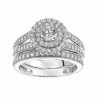 Simply Vera Vera Wang 14k White Gold 1 1/2 Carat T.W. Certified Diamond Double Halo Engagement Ring Set