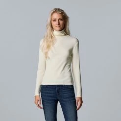 Women's Simply Vera Vera Wang Turtleneck Sweater Nimbus Cloud Black -Simply Vera Vera Wang STORE unnamed file 1086