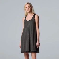 Women's Simply Vera Vera Wang Basic Luxury Chemise Gray Floral -Simply Vera Vera Wang STORE unnamed file 1101