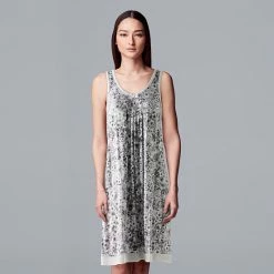 Women's Simply Vera Vera Wang Basic Luxury Chemise Gray Floral -Simply Vera Vera Wang STORE unnamed file 1104