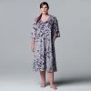 Plus Size Simply Vera Vera Wang Velour Maxi Sleepshirt Heather Gray Floral