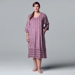 Plus Size Simply Vera Vera Wang Velour Maxi Sleepshirt Heather Gray Floral -Simply Vera Vera Wang STORE unnamed file 1111