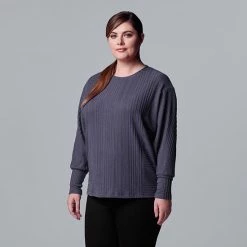 Plus Size Simply Vera Vera Wang Pintuck Dolman Sleeve Top Grape Ape -Simply Vera Vera Wang STORE unnamed file 1117