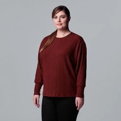 Plus Size Simply Vera Vera Wang Pintuck Dolman Sleeve Top Grape Ape -Simply Vera Vera Wang STORE unnamed file 1119