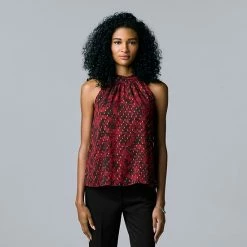 Women's Simply Vera Vera Wang Ruffle Trim Halter Top Vera Black -Simply Vera Vera Wang STORE unnamed file 1124