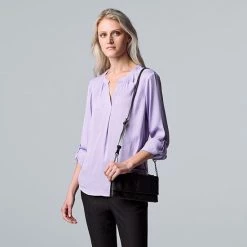 Petite Simply Vera Vera Wang Roll-Tab Popover Top Modern White -Simply Vera Vera Wang STORE unnamed file 1135