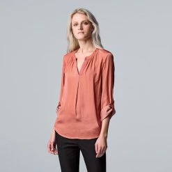 Petite Simply Vera Vera Wang Roll-Tab Popover Top Modern White -Simply Vera Vera Wang STORE unnamed file 1138