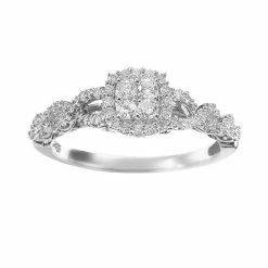 Simply Vera Vera Wang Diamond Twist Frame Engagement Ring In 14k White Gold (1/3 Ct. T.W.)