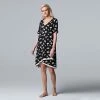 Women's Simply Vera Vera Wang Short Sleeve Sleepshirt Black Floral