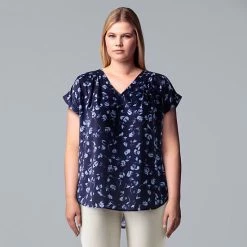 Plus Size Simply Vera Vera Wang Dolman Popover Top Stem Border -Simply Vera Vera Wang STORE unnamed file 1176