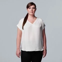 Plus Size Simply Vera Vera Wang Dolman Popover Top Stem Border -Simply Vera Vera Wang STORE unnamed file 1178