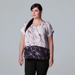 Plus Size Simply Vera Vera Wang Dolman Popover Top Stem Border -Simply Vera Vera Wang STORE unnamed file 1181