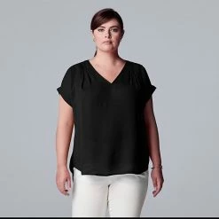 Plus Size Simply Vera Vera Wang Dolman Popover Top Stem Border -Simply Vera Vera Wang STORE unnamed file 1184