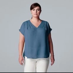 Plus Size Simply Vera Vera Wang Dolman Popover Top Stem Border -Simply Vera Vera Wang STORE unnamed file 1185