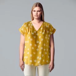 Plus Size Simply Vera Vera Wang Dolman Popover Top Stem Border -Simply Vera Vera Wang STORE unnamed file 1187