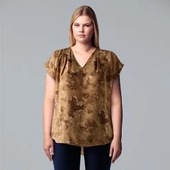 Plus Size Simply Vera Vera Wang Dolman Popover Top Stem Border -Simply Vera Vera Wang STORE unnamed file 1189