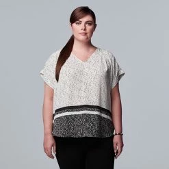 Plus Size Simply Vera Vera Wang Dolman Popover Top Stem Border -Simply Vera Vera Wang STORE unnamed file 1190