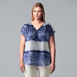 Plus Size Simply Vera Vera Wang Dolman Popover Top Stem Border -Simply Vera Vera Wang STORE unnamed file 1192