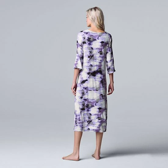 Women's Simply Vera Vera Wang 3/4 Sleeve Maxi Caftan With Satin Trim 2 Women's Simply Vera Vera Wang 3/4 Sleeve Maxi Caftan With Satin Trim - Image 2