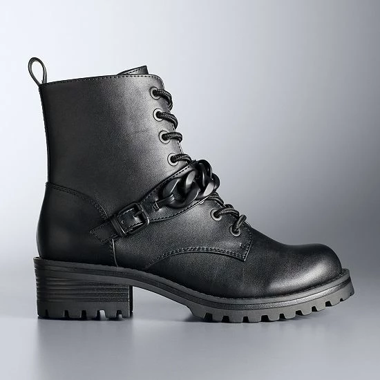 Simply Vera Vera Wang Trombone Women's Combat Boots Black 1 Simply Vera Vera Wang Trombone Women's Combat Boots Black