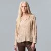 Women's Simply Vera Vera Wang Pleated Splitneck Top Vanilla