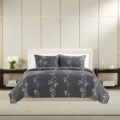 Simply Vera Vera Wang Dark Linear Floral Quilt Or Sham