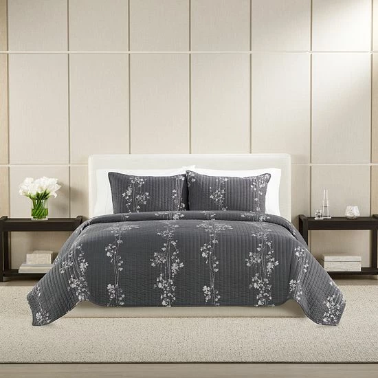 Simply Vera Vera Wang Dark Linear Floral Quilt Or Sham 1 Simply Vera Vera Wang Dark Linear Floral Quilt Or Sham