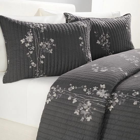 Simply Vera Vera Wang Dark Linear Floral Quilt Or Sham 2 Simply Vera Vera Wang Dark Linear Floral Quilt Or Sham - Image 2