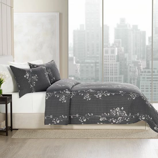 Simply Vera Vera Wang Dark Linear Floral Quilt Or Sham 4 Simply Vera Vera Wang Dark Linear Floral Quilt Or Sham - Image 4