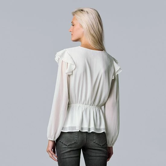 Women's Simply Vera Vera Wang Ruffle Peplum-Hem Top Vera Black 2 Women's Simply Vera Vera Wang Ruffle Peplum-Hem Top Vera Black - Image 2