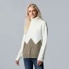 Petite Simply Vera Vera Wang Argyle Colorblock Sweater Marshmallow
