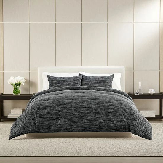 Simply Vera Vera Wang Charcoal Rib Texture Comforter Set With Shams 1 Simply Vera Vera Wang Charcoal Rib Texture Comforter Set With Shams