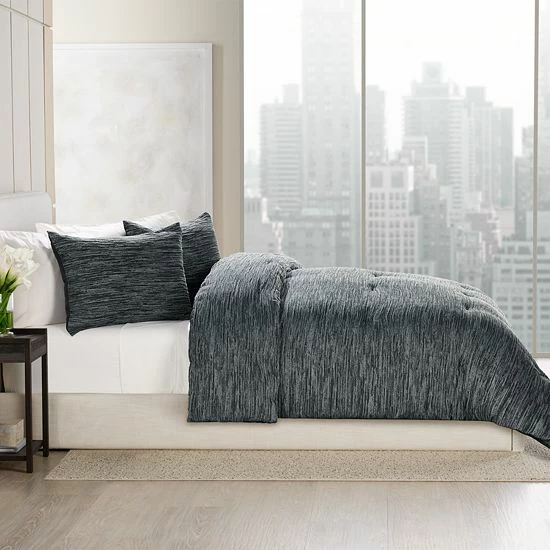 Simply Vera Vera Wang Charcoal Rib Texture Comforter Set With Shams 4 Simply Vera Vera Wang Charcoal Rib Texture Comforter Set With Shams - Image 4