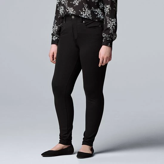 Petite Simply Vera Vera Wang High-Waisted Seamed Ponte Skinny Pants Cannonball Heather 1 Petite Simply Vera Vera Wang High-Waisted Seamed Ponte Skinny Pants Cannonball Heather