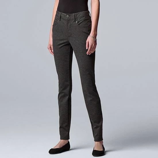 Petite Simply Vera Vera Wang High-Waisted Seamed Ponte Skinny Pants Cannonball Heather 5 Petite Simply Vera Vera Wang High-Waisted Seamed Ponte Skinny Pants Cannonball Heather - Image 5