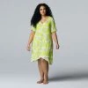 Plus Size Simply Vera Vera Wang Short Sleeve Sleepshirt Chartreuse Floral