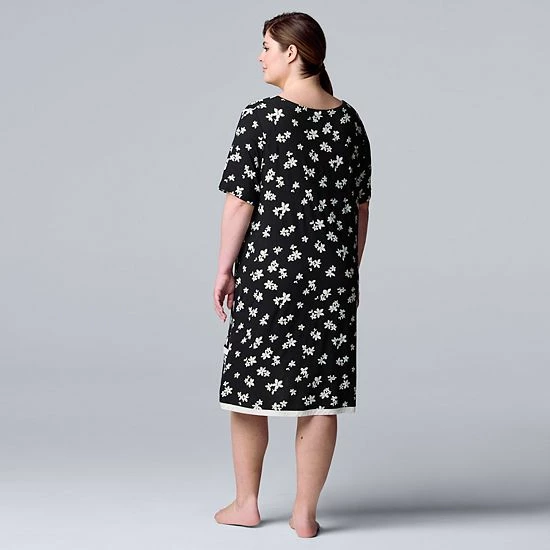 Plus Size Simply Vera Vera Wang Short Sleeve Sleepshirt Chartreuse Floral 2 Plus Size Simply Vera Vera Wang Short Sleeve Sleepshirt Chartreuse Floral - Image 2