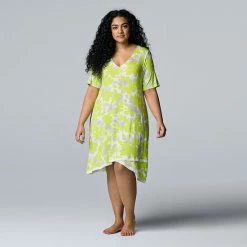 Plus Size Simply Vera Vera Wang Short Sleeve Sleepshirt Chartreuse Floral 6 Plus Size Simply Vera Vera Wang Short Sleeve Sleepshirt Chartreuse Floral -Simply Vera Vera Wang STORE unnamed file 1279