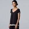 Women's Simply Vera Vera Wang Basic Luxury Pajama Sleep Top Black