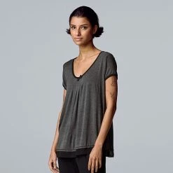 Women's Simply Vera Vera Wang Basic Luxury Pajama Sleep Top Black -Simply Vera Vera Wang STORE unnamed file 1300