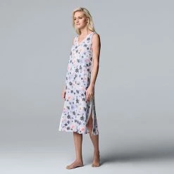 Women's Simply Vera Vera Wang Cozy Maxi Chemise Black Floral -Simply Vera Vera Wang STORE unnamed file 1306