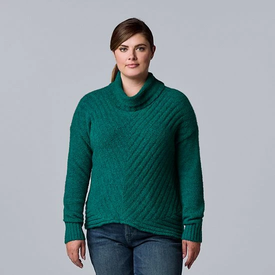 Plus Size Simply Vera Vera Wang Metallic Cowlneck Sweater Wind Chime 3 Plus Size Simply Vera Vera Wang Metallic Cowlneck Sweater Wind Chime - Image 3