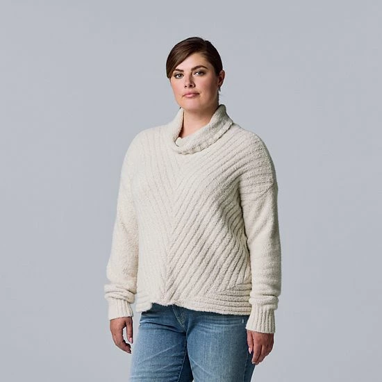 Plus Size Simply Vera Vera Wang Metallic Cowlneck Sweater Wind Chime 4 Plus Size Simply Vera Vera Wang Metallic Cowlneck Sweater Wind Chime - Image 4